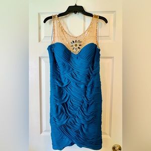 NITELINE Cocktail/Formal Dress. Teal with crystal illusion neckline. Size 14.